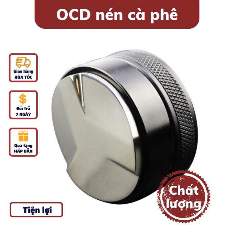 Tay nén Tamper OCD 53mm dụng cụ nén cà phê 3 lưỡi pha Espresso cafe Arabica Inox cao cấp 51-53-58mm