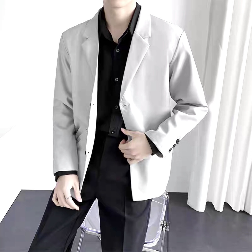 Áo khoác Blazer Nam Form rộng dài tay unisex basic chất Flannel Hàn cao cấp ,hợp mọi thời đại, phong cách Hàn Quốc, Vest