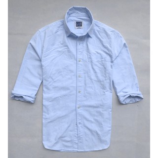 Áo sơ mi nam GAP tay dài xanh biển basic oxford - Hàng VNXK sang EU