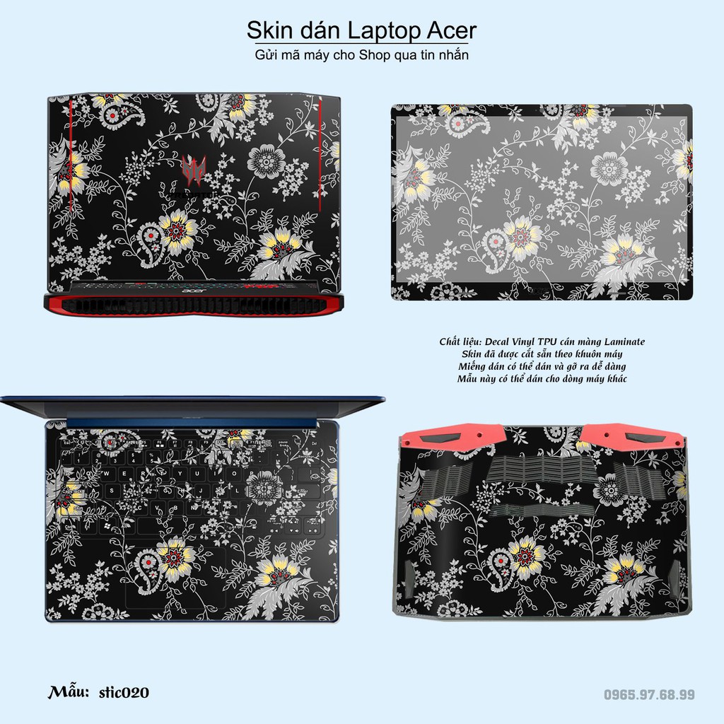 Skin dán Laptop Acer in hình Hoa văn sticker _nhiều mẫu 4 (inbox mã máy cho Shop)