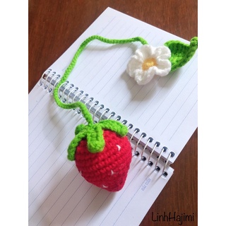 Móc khoá quả dâu tây handmade