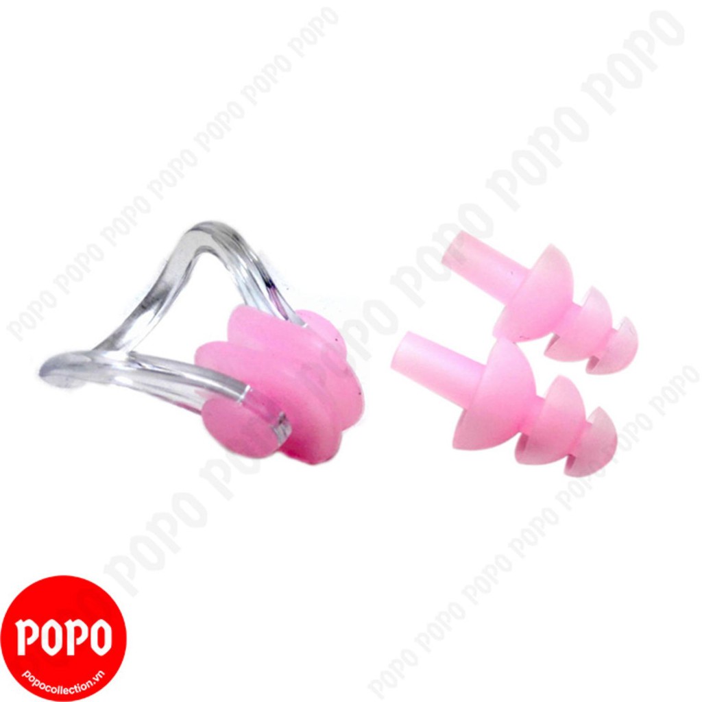 Bộ Kính bơi, Mũ bơi, Bịt tai kẹp mũi POPO 1154G mắt kính tráng gương hạn chế sương mở cản tia UV