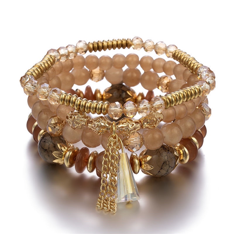 Set vòng tay boho nhiều màu sắc phong cách tua rua