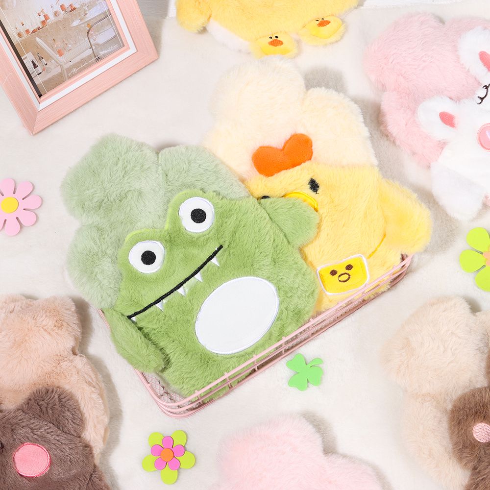 Túi Chườm Nóng Bằng Vải Lông PVC Phối Vải Lông Thiết Kế Hoạt Hình Dễ Thương Giúp Giảm Đau Có Thể Tái Sử Dụng