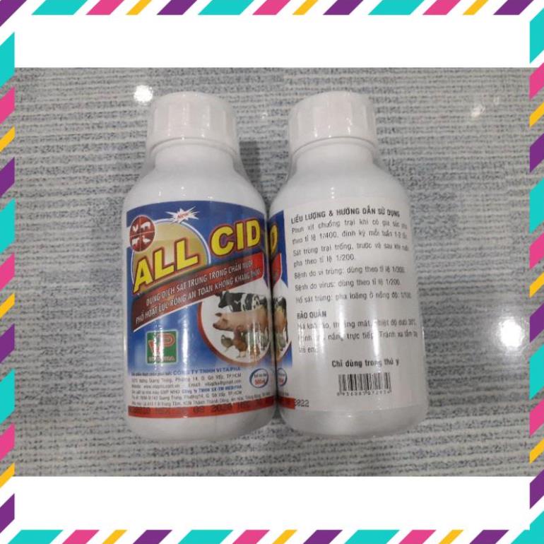 Thú Y. Sát trùng chuồng trại Allcid 500ml, Allcid lít, APA Cleatn