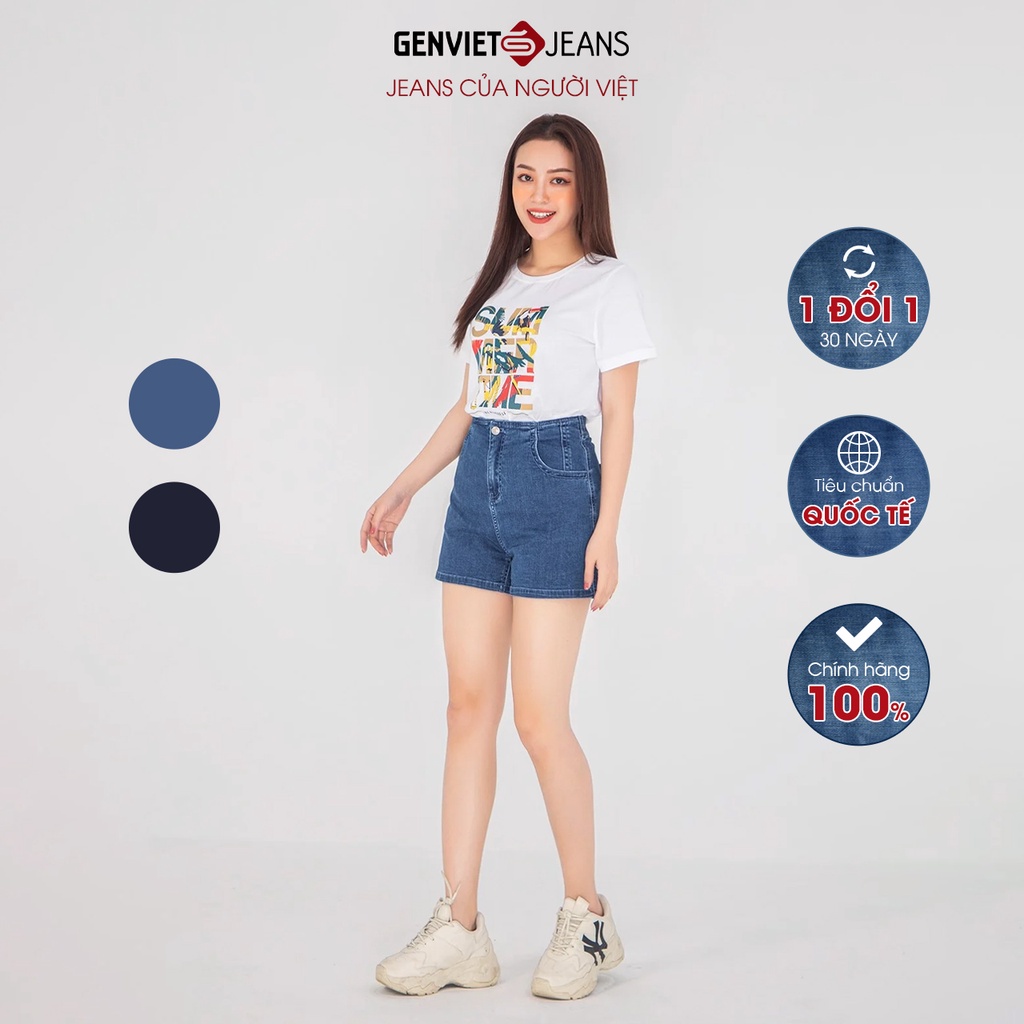 Quần Short Jeans Nữ Sooc Bò GENVIET Cạp Cao Chất Bò Mềm Nhẹ Trẻ Trung DQ403J1568