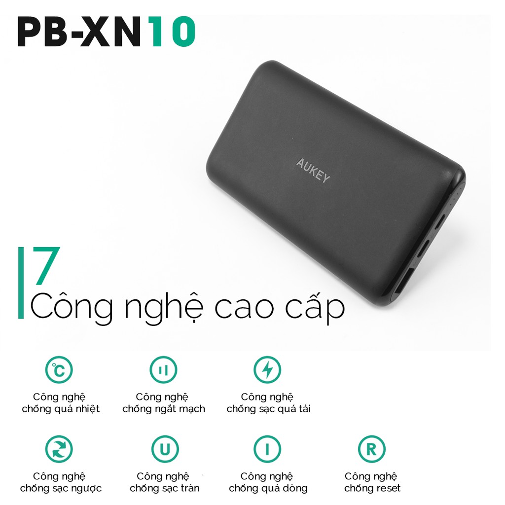 [Mã ELAUKEY300 giảm 10% đơn 200K] Pin Sạc Dự Phòng Aukey PB-XN10 10000mAh 2 Cổng Công Nghệ AiPower - Hàng Chính Hãng | BigBuy360 - bigbuy360.vn