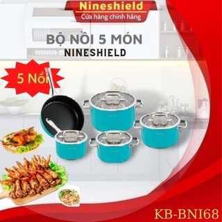 Bộ nồi bếp từ nineshield kb-bni68, chảo chống dính bếp từ, bộ nồi inox thương hiệu nhật bản