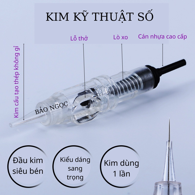 Kim phun xăm máy Black Pearl 3, Kim lò xo máy kĩ thuật số, dùng cho máy pen mini, Black Pearl 3( vỏ xanh xịn )