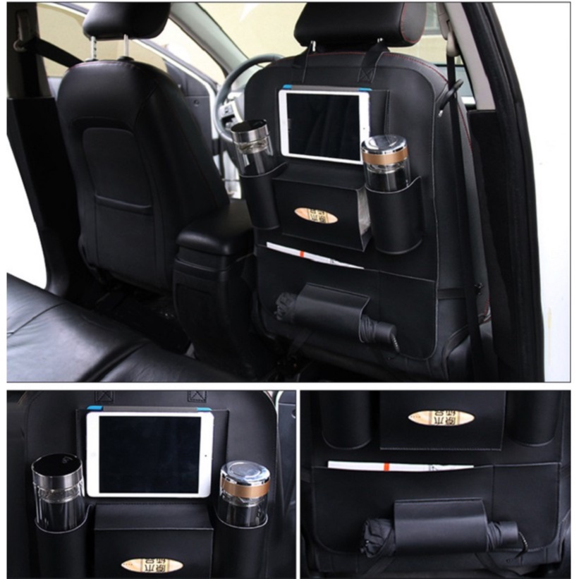 Túi da treo đồ sau ghế ô tô, túi để đồ đa năng