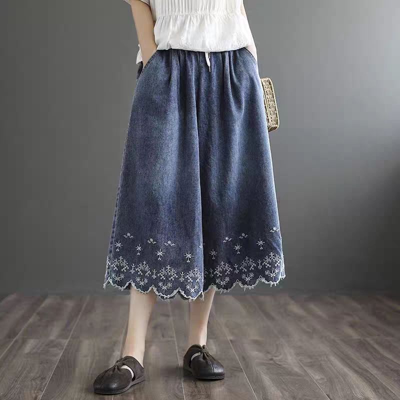 ☻ L O T U S ☻ Quần Jean Nữ Ống Rộng Plus Size LFB0177