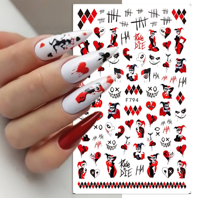 Miếng Dán Trang Trí Móng Tay Hình Đầu Lâu Nhện Máu Rắn Máu Đen Phong Cách Halloween Sáng Tạo DIY