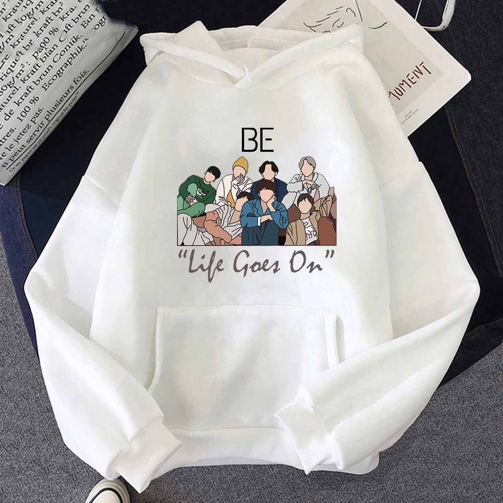 Áo Hoodie In Chữ Let Life Go on Phong Cách Harajuku Kpop Bangtan Boys Mới Cho Nữ