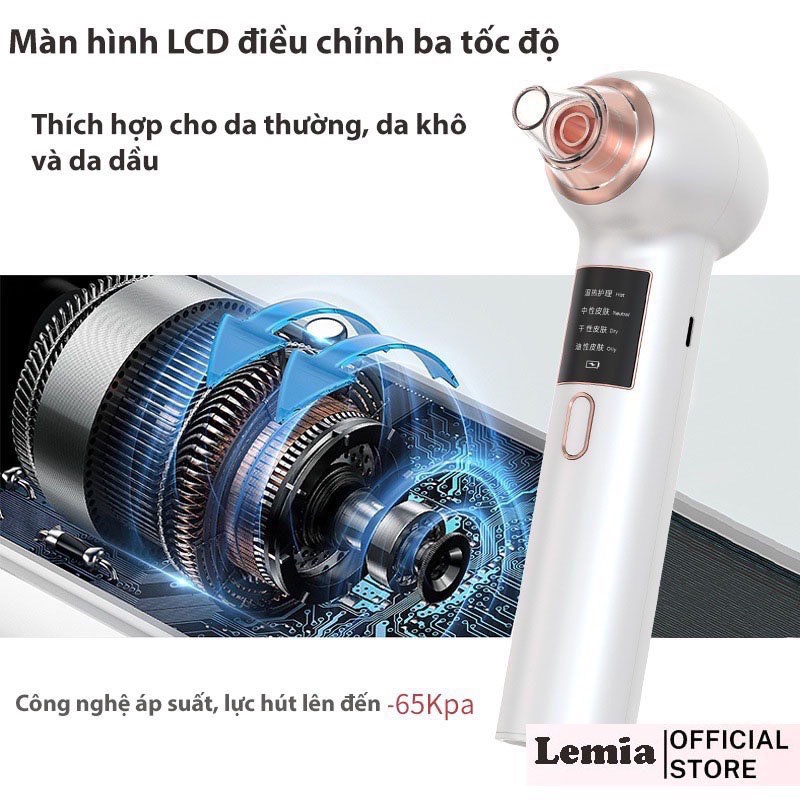 Máy hút mụn đầu đen có đầu làm nóng - dụng cụ làm sạch mụn Lemia mẫu mới 2022