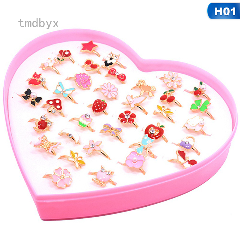 Tmdbyx Set 10 Nhẫn Họa Tiết Hoạt Hình Dễ Thương Phong Cách Hàn Quốc