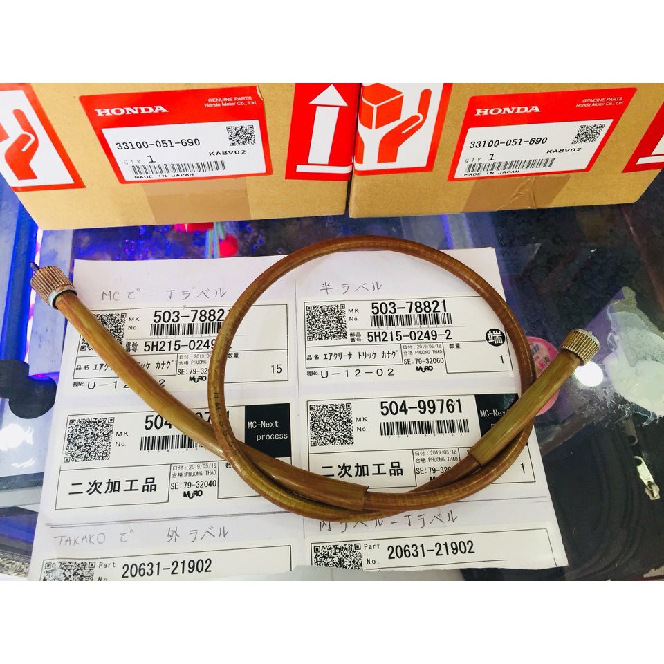 Honda 67-68-71-72: 01 sợi dây Km màu ngã vàng cho xe honda 67-72 - ghiđông thấp và cao dùng chung