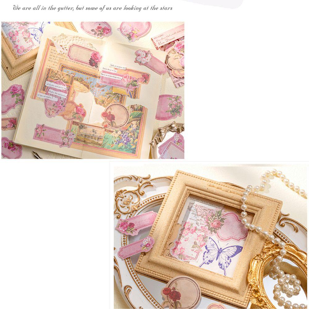 Set 60 Sticker Nhãn Dán Trang Trí Nhật Ký / Vườn Hoa Di Động Dễ Thương