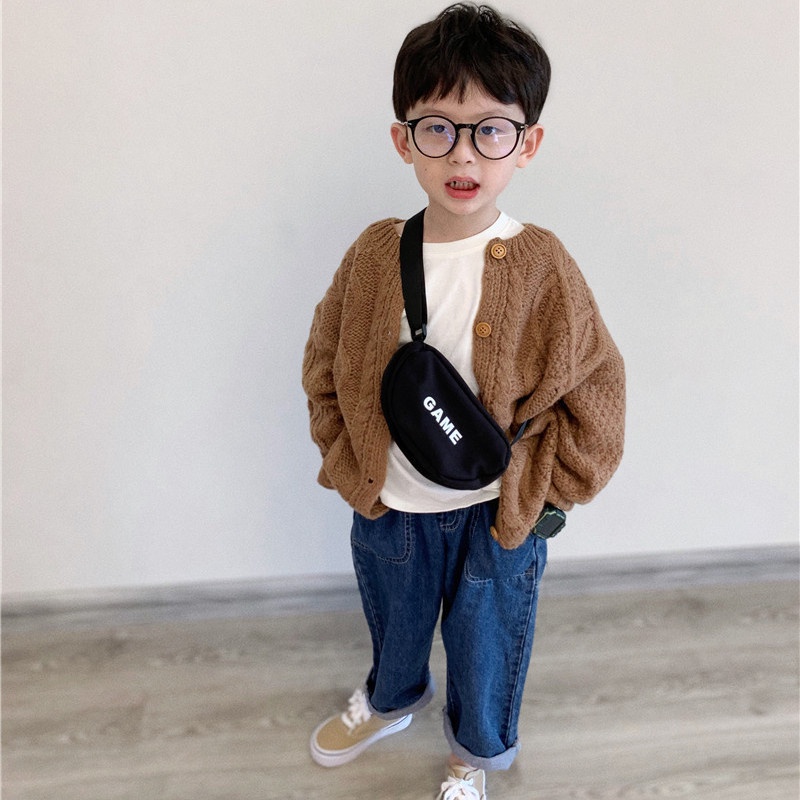 Áo khoác Cardigan dệt kim form rộng phong cách Hàn quốc cho bé trai