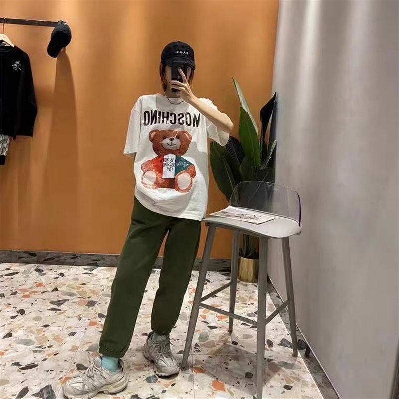 Áo Thun Tay Ngắn Chất Cotton Hoạ Tiết Moschino Unisex 841 #