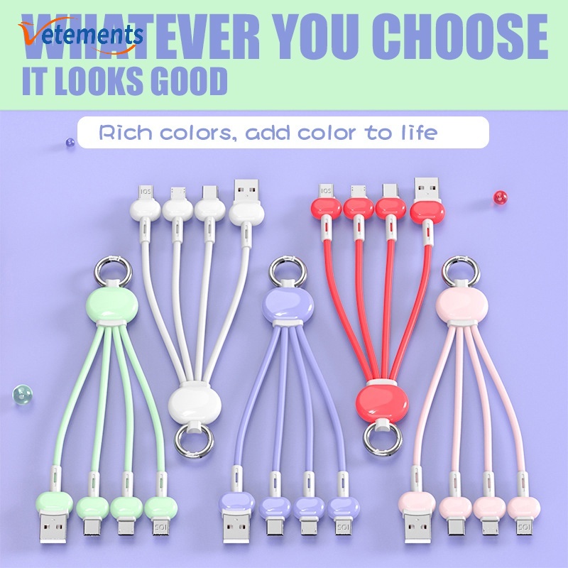 Dây Cáp Sạc Nhanh USB Type C 3 Trong 1 Cho Điện Thoại Thông Minh