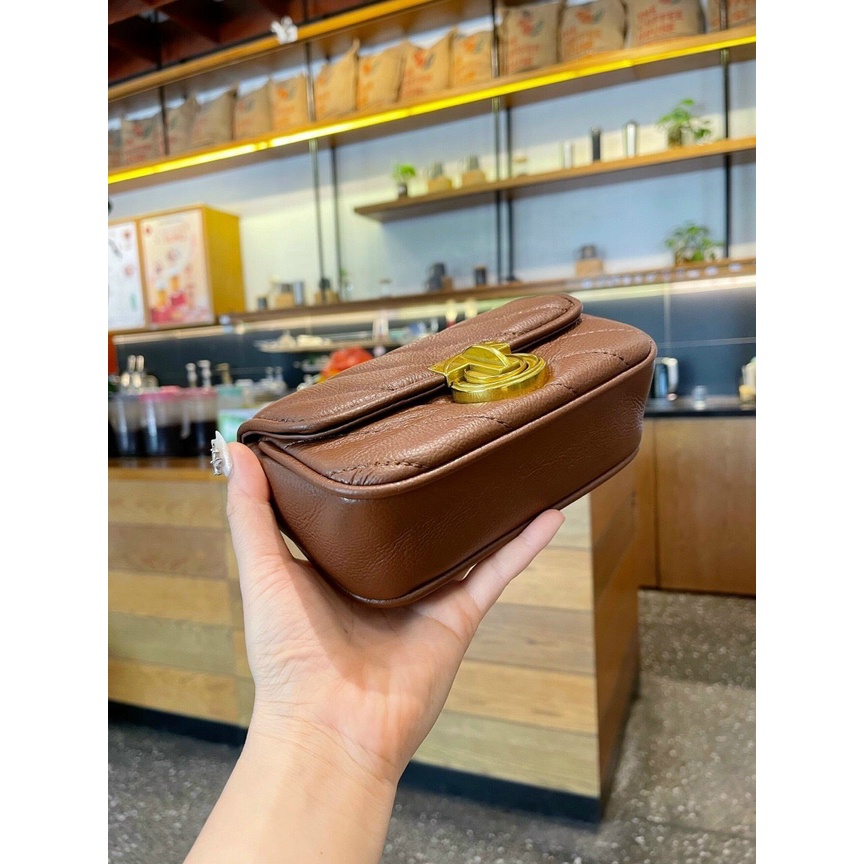 Túi đeo vai đeo chéo da mềm khóa tròn kim loại dây đeo quả chuông điều chỉnh ngắn dài