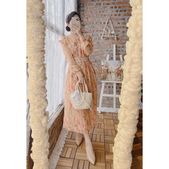 Set váy hoa chân váy dập ly vintage sang chảnh vy fashion
