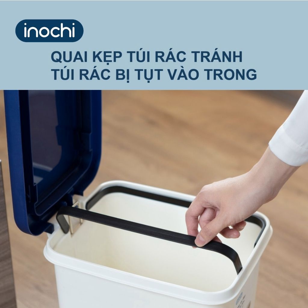 Thùng Rác Nhựa Đạp Chân INOCHI Nắp Đậy Chữ Nhật, Làm Sọt Rác Cho Văn Phòng, Trong Nhà, Ngoài Trời