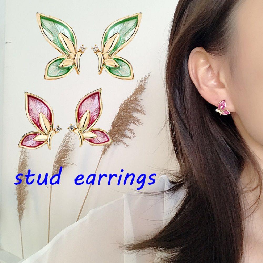 Khuyên Tai Hình Bướm Đơn Giản Cho Nữ|Bông Tai Dáng Dài Phong Cách Thời Trang