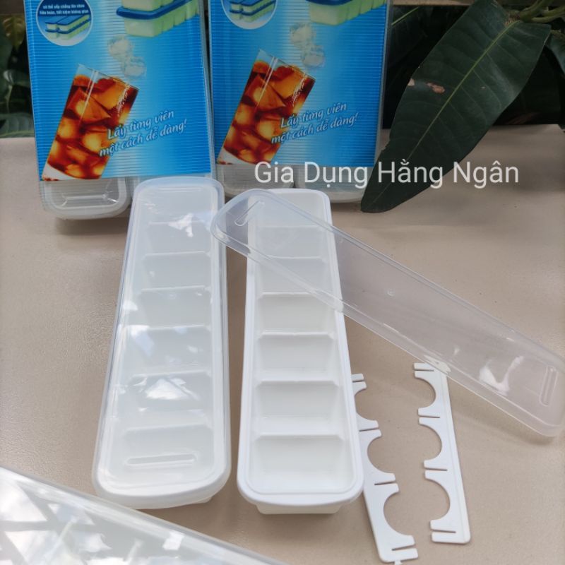 2 Khay làm đá có nắp đậy 7 ô - khay làm kem ( 1 túi 2 khay)