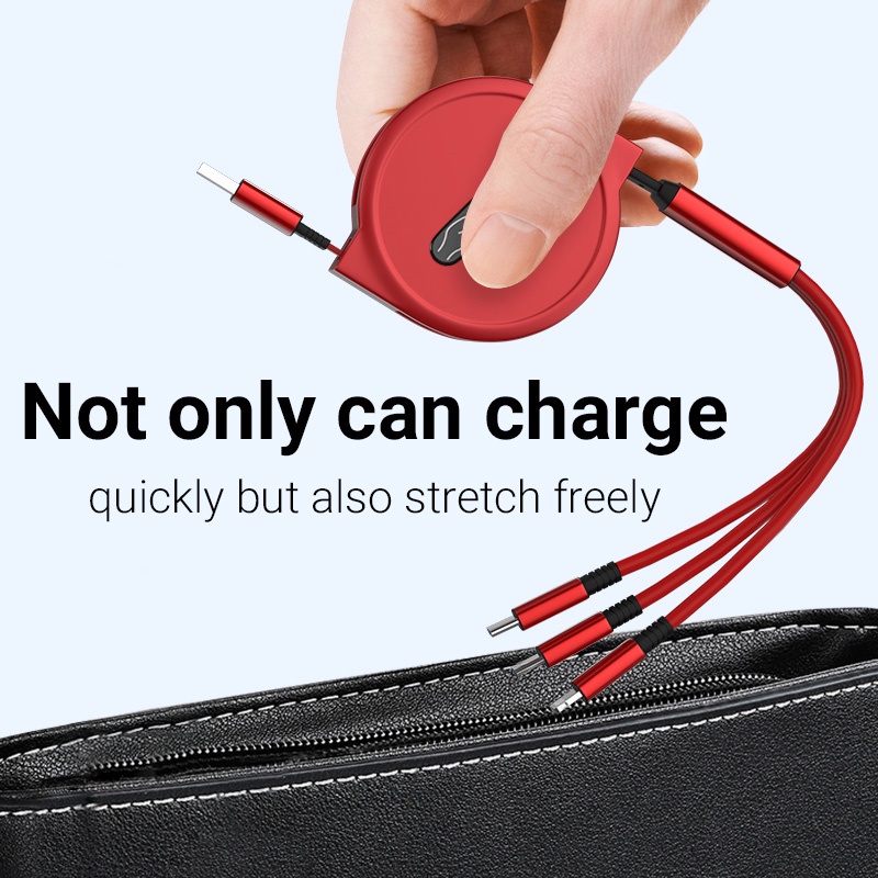 Dây Cáp Sạc USB Type C/Android Micro 3 Trong 1 Có Thể Thu Gọn Tiện Dụng