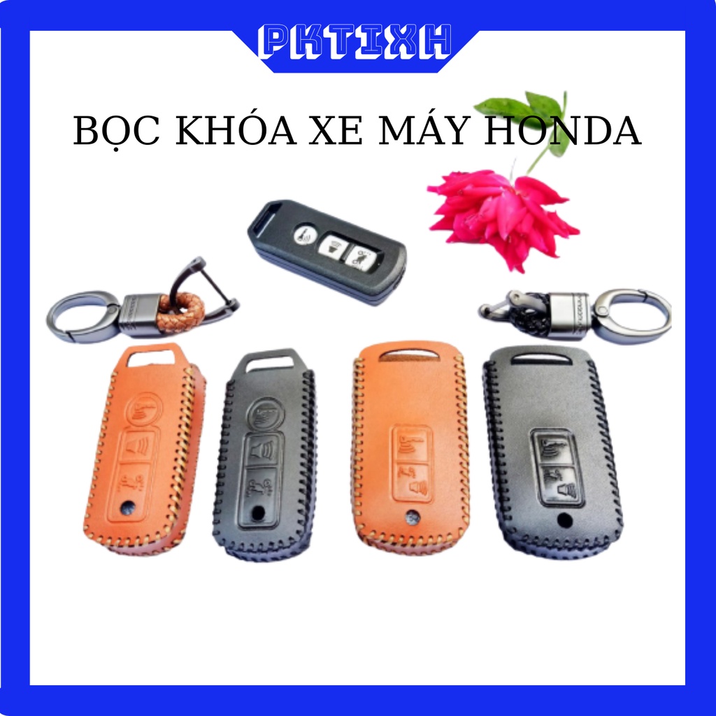 (TẶNG KÈM MÓC KHÓA) ốp chìa khóa xe HONDA SH.SH MODE,PCX, LEAD.AIRBLADE.VARIO ốp da cao cấp