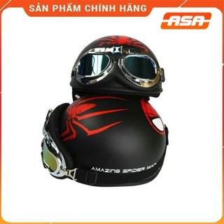 Mũ bảo hiểm 1/2 đầu SPIDER MAN+kính phi công - ASA HELMETS