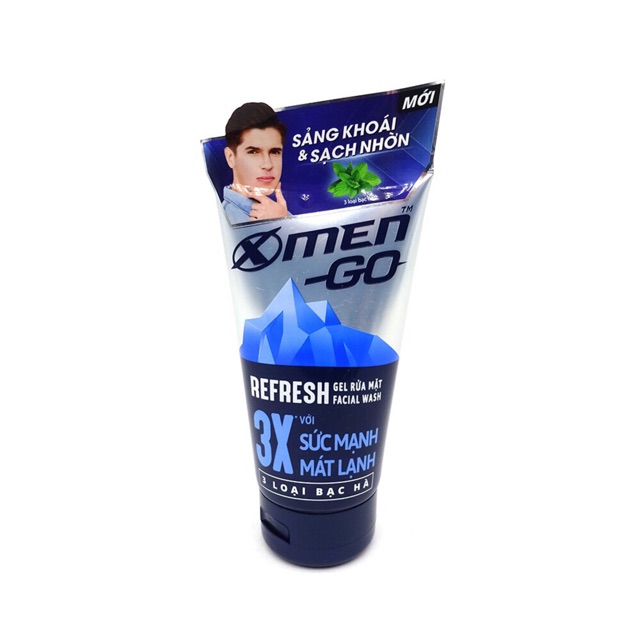 SỮA RỬA MẶT XMEN GO DETOX THAN TRE HOẠT TÍNH/ REFRESH BẠC HÀ 100G/ GEL RỬA MẶT