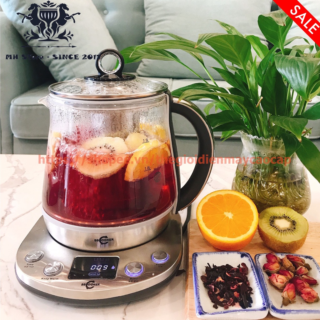 Ấm đun nước pha sữa pha trà thủy tinh Hàn Quốc Bbcooker 2 lít - Có menu chưng yến, nấu chè, hầm, sữa chua, nấu cháo