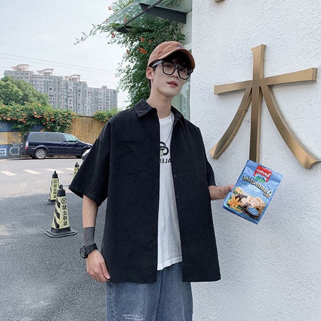 ÁO SƠ MI TAY NGẮN CÓ TÚI _ HÌNH THẬT FROM UNISEX | BigBuy360 - bigbuy360.vn