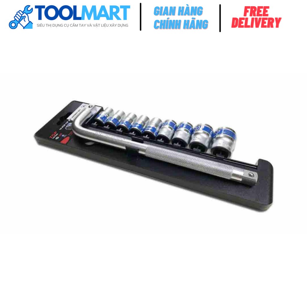 BỘ TUÝP 1/2" 10 MÓN (CẦN CONG L) - SIZE ĐẦU TUÝP (10, 11, 12, 13, 14, 17, 19, 22, 24mm) - THÉP CR-V KHÔNG GỈ