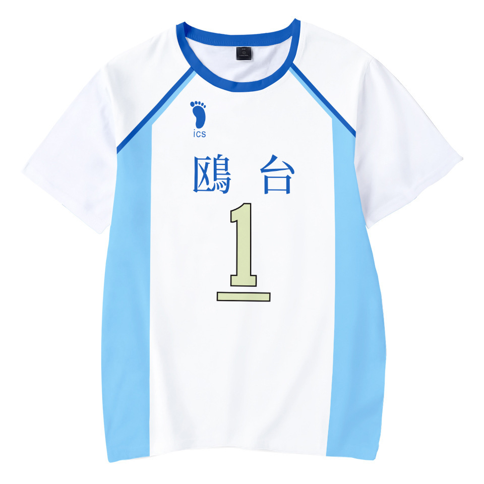 Haikyuu T-shirt Jersey Komomedai Karasuno Hoshiumi Cosplay Short Sleeve Tops Apparel Tee Shirt Chopper Plus size 2021