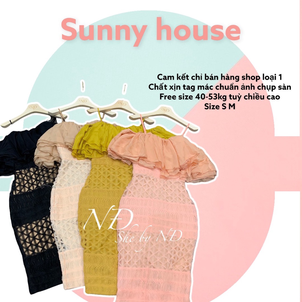 VÁY REN TRỄ VAI BODY PHỐI BÈO TẦNG VOAN HAI LỚP HÀNG CHUẨN FULL TAG MÁC ND DESIGN