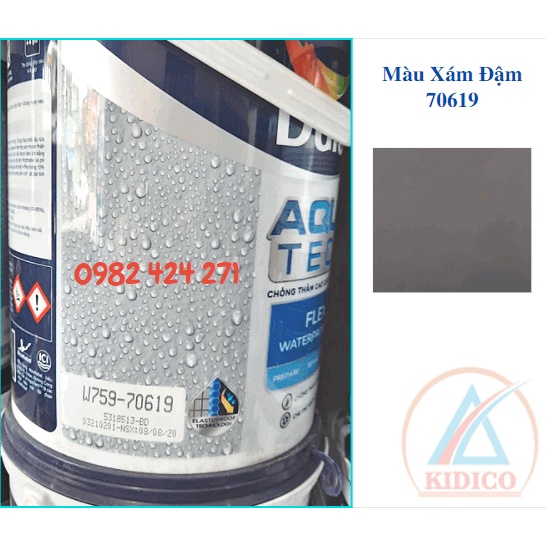 Chất chống thấm Tường ngoài trời Dulux Aquatech Flex Waterproofing W759 Không cần pha xi măng -Xám nhạt/đậm Lon 6kg