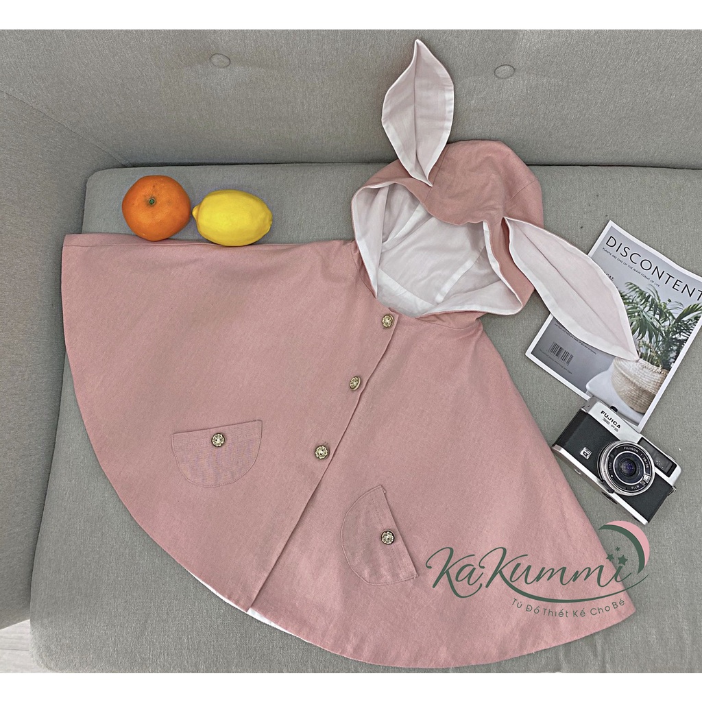 Áo choàng chống nắng cho bé chống tia UV, áo choàng chống nắng Linen 2 lớp thiết kế Kakummi