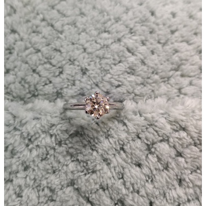 Nhẫn Bạc S925 One Carat Moissanite Sáu Prongs 8 Trái Tim 8 Mũi Tên