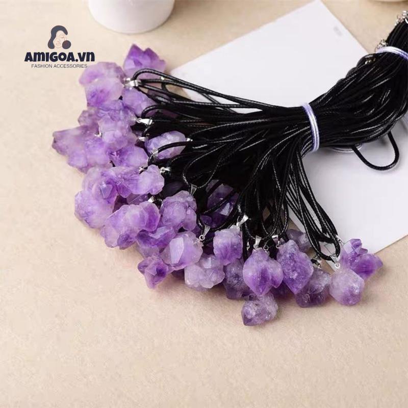 ✨✨Mặt Vòng cổ Bằng Đá Thạch Anh Tím Tự Nhiên DIY Dành Cho Nam Nữ