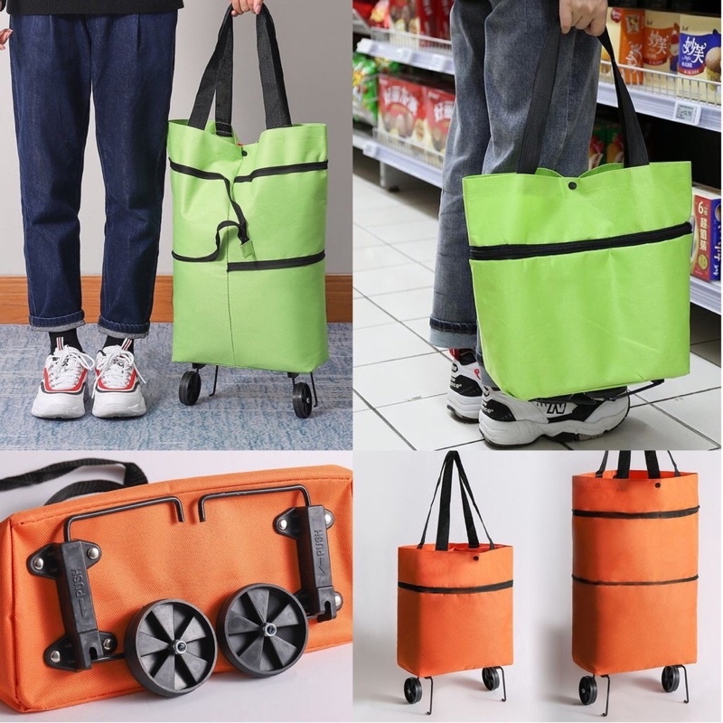 Xe đẩy túi kéo đi chợ có bánh xe, xe kéo đựng đồ đa năng gấp gọn tiện lợi