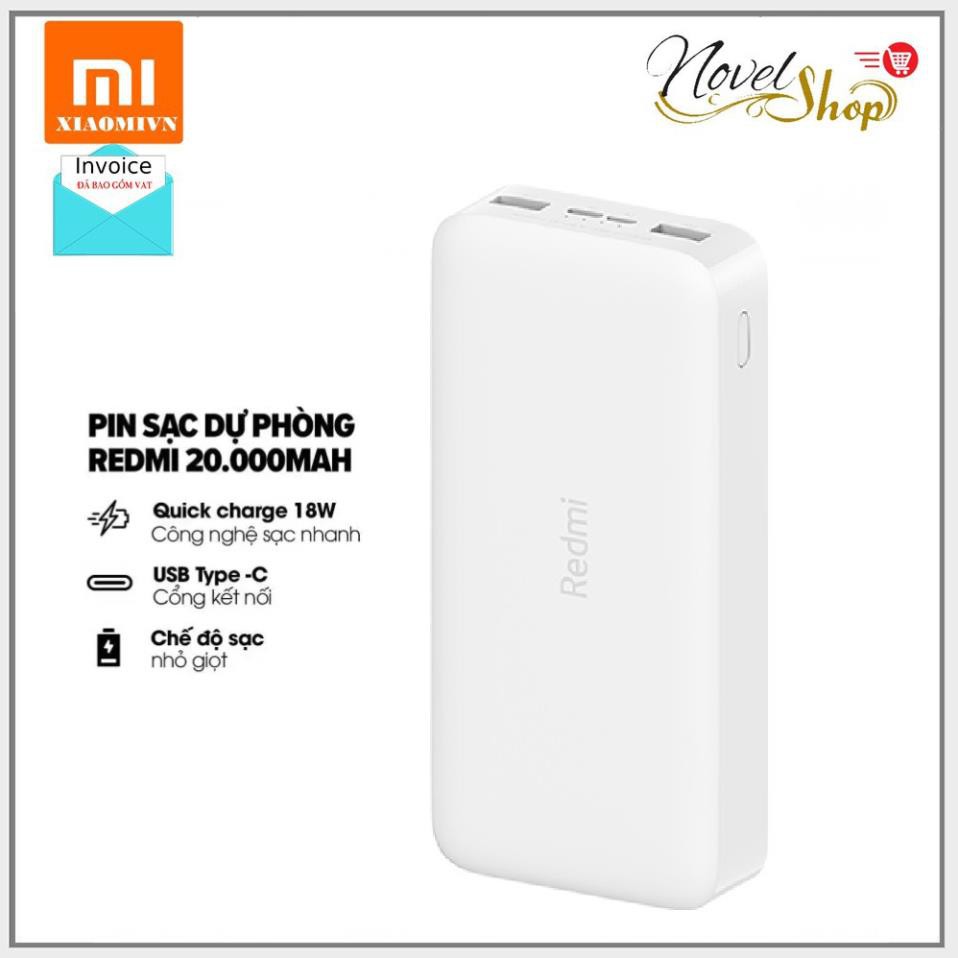 Sạc Dự Phòng Redmi Xiaomi 20000mAh - Chính Hãng - Hỗ Trợ Sạc Nhanh 18W- Tặng Kèm Cáp Sạc