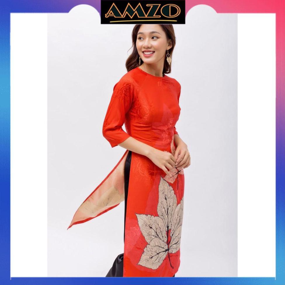 Áo Dài Cách Tân, Áo Dài Nữ Gấm Lụa Màu Đỏ In Hình Chiếc Lá. | BigBuy360 - bigbuy360.vn