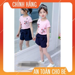 Quần áo trẻ em bé gái rẻ đẹp bộ hoa thêu