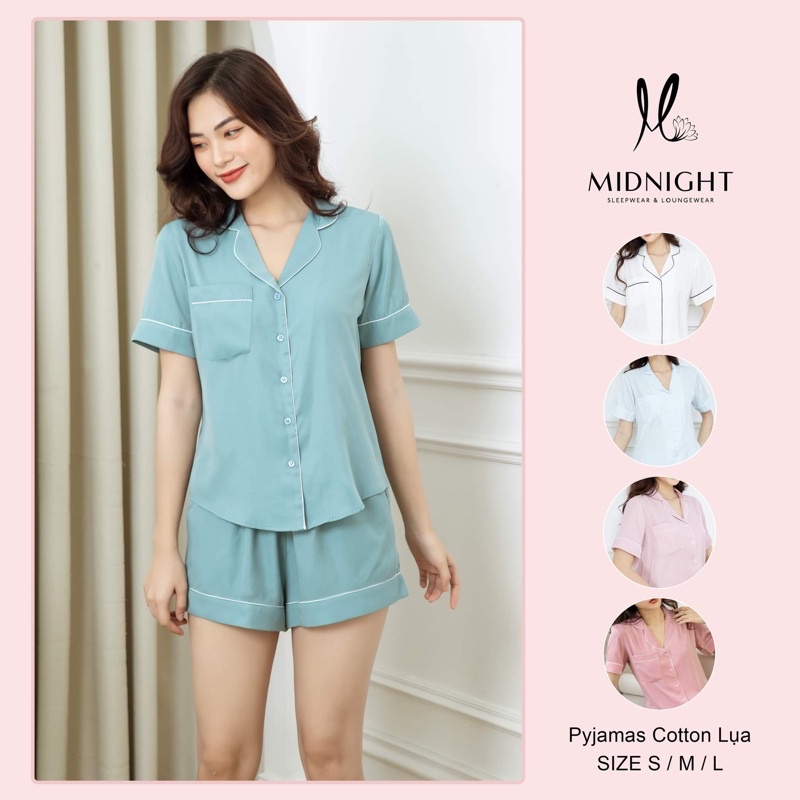 Đồ ngủ mặc nhà Pyjamas Lụa Cotton Tay Ngắn Quần Ngắn - Midnight Sleepwear | WebRaoVat - webraovat.net.vn