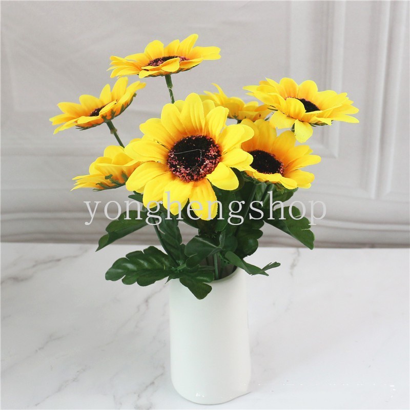 Bó Hoa Hướng Dương Giả Bằng Lụa Dùng Trang Trí DIY