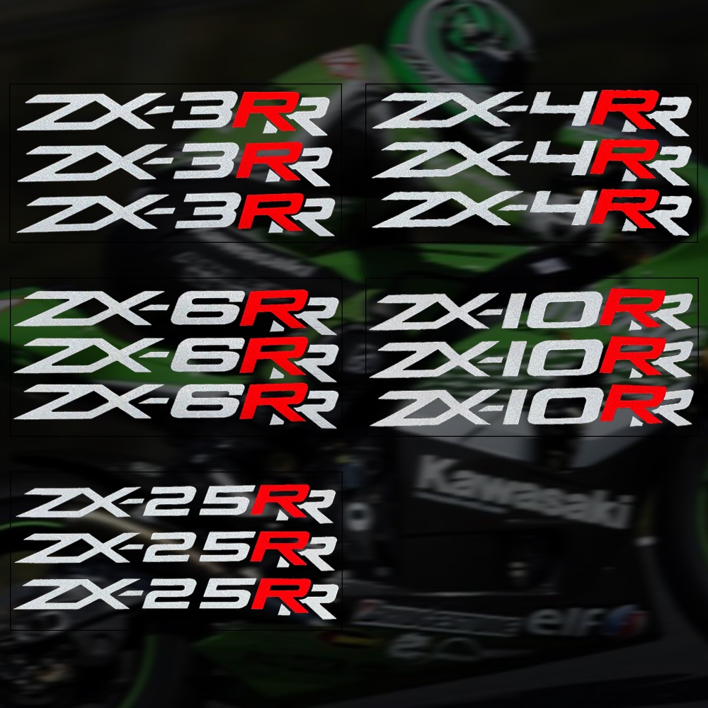 KAWASAKI 1 Bộ Đề Can Phản Quang Chống Thấm Nước Trang Trí Thân Xe Mô Tô ZX-3RR ZX-4RR ZX-6RR ZX-10RR ZX-25RR