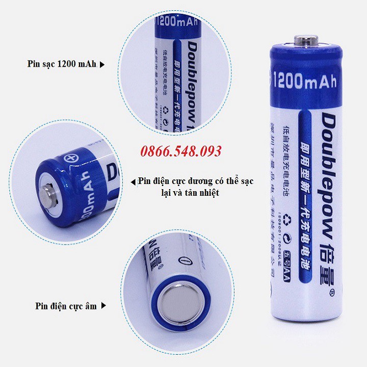 Bộ 4 Pin Sạc AA 1200mAh Doublepow chuyên MIC không dây ,máy đo huyết áp ,đồ chơi ...